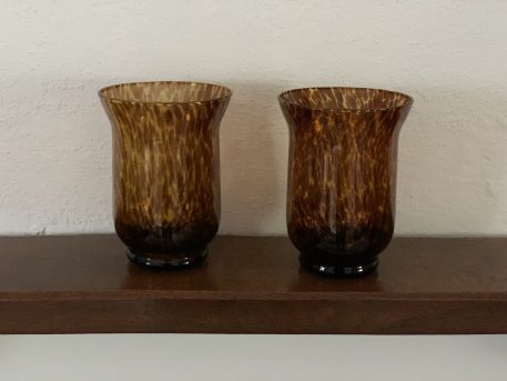 Pair of Tortoiseshell Glass Vases / Candleholders - Image 6