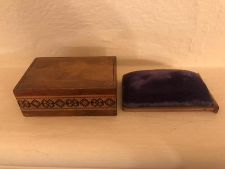 A Tunbridge Ware Pin Box with A Sliding Top Padded With Blue Velvet - SOLD! - Image 5