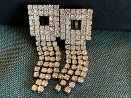 Art Deco Design Style Diamente Clip-On Earrings - Image 2