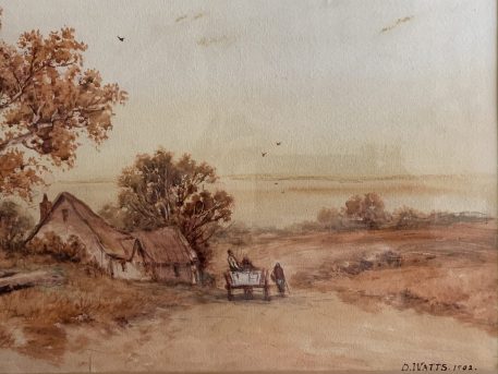 A Country Scene Watercolour Painting By D. Watts