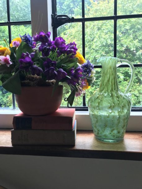 An Unusual Handblown Green Glass Jug with Clear Scroll Handle - SOLD! - Image 8