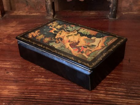 Russian Papier-Mache Mstera Lacquer Box “Deer Hunting” - Image 6