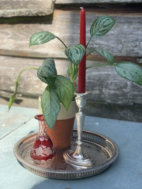 A Bohemian Red Glass Carafe With Grape Leaf Design - Image 2