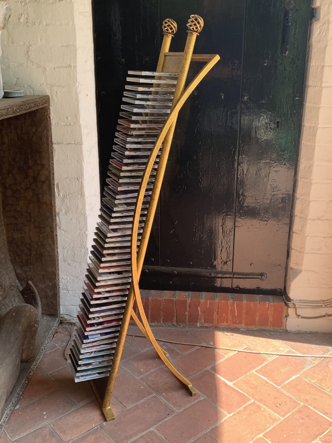 Gilt coloured and stylish metal CD Rack – La BelleGray