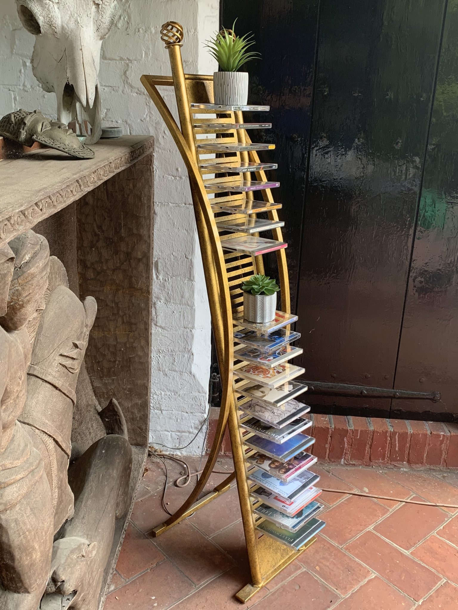 Gilt coloured and stylish metal CD Rack – La BelleGray