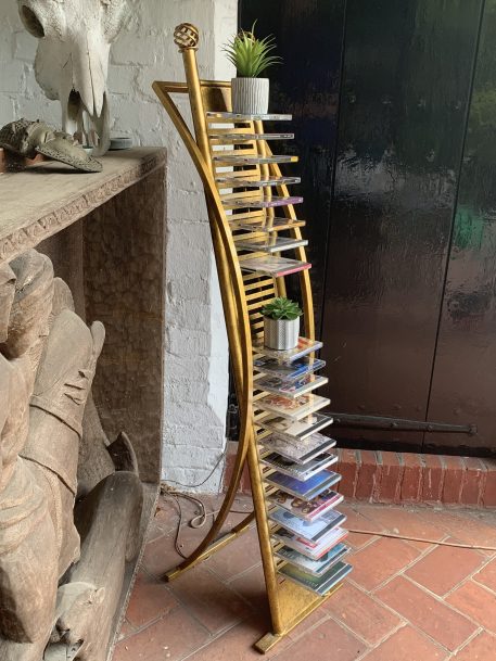 Gilt coloured and stylish metal CD Rack - Image 2