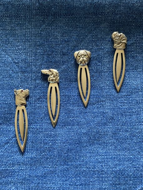 Four Charming Dogs Head Bookmarks, Sterling Silver - SOLD!