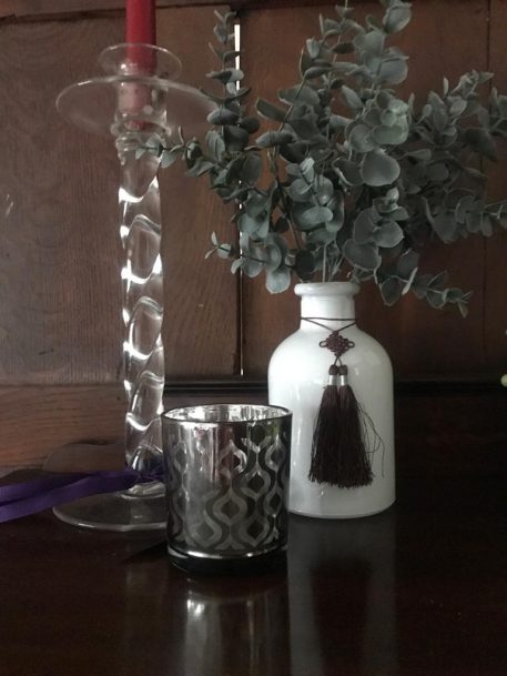White Apothecary Style Glass bottle/vase with Tassel - Image 3