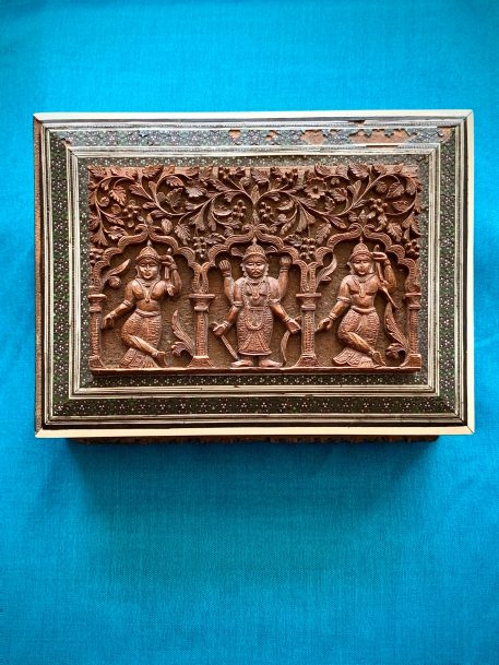 Anglo Indian Finely Carved Sandalwood & Sedeli Mosaic Box