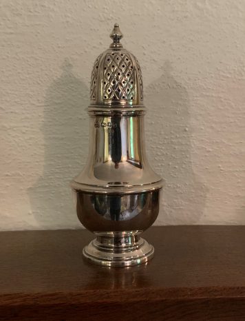 Queen  Anne style Baluster Silver Sugar Shaker, Hallmarked London 1972