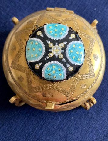 Gilt Metal Box with an exquisite Enamel centrepiece