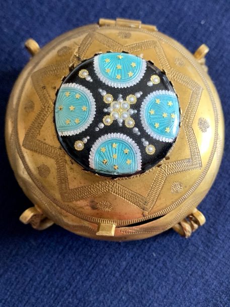 Gilt Metal Box with an exquisite Enamel centrepiece