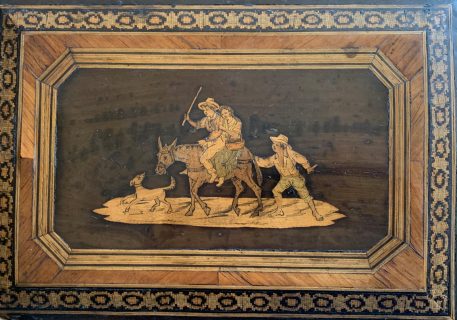 An Antique 19th Century Sorrento ware velvet lined blotter with Marquetry decoration - Image 2