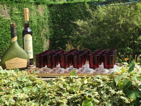 A set of 24 Vintage French Luminarc Arcoroc Cavalier Ruby Red Sherry Liqueur Glasses with Clear Stems - Image 2