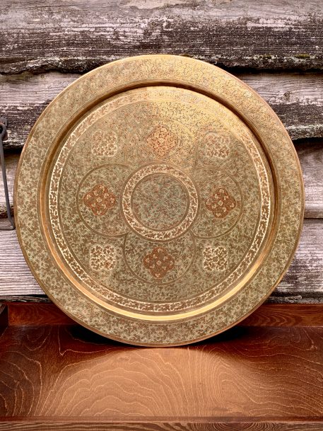 A really good Enamel Decorated Engraved Brass Eastern Charger - Image 6