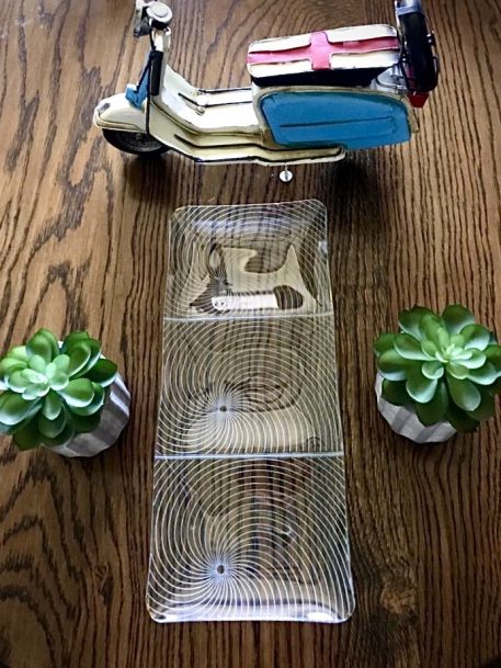 Vintage Chance Three Section Etched Glass Tray c.1960 - Image 2