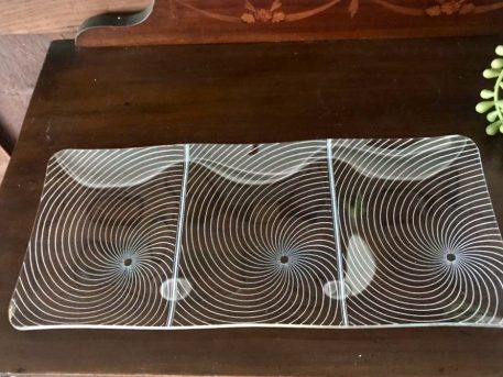 Vintage Chance Three Section Etched Glass Tray c.1960 - Image 5