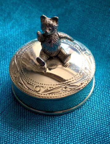 Silver Round Articulated Teddy Bear Tooth Fairy Box - SOLD!