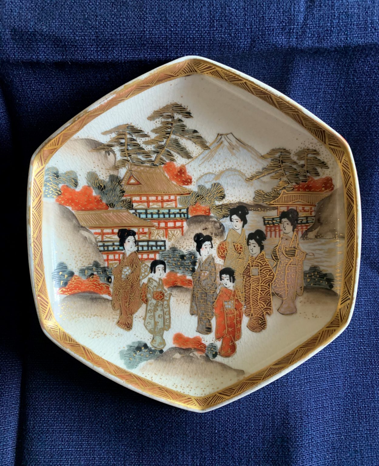 A Meiji Period Japanese Enamel Decorated & Gilded Satsuma Plate La