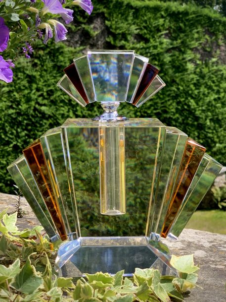 Art Deco Style Clear & Amber Crystal Perfume Bottle - SOLD! - Image 9