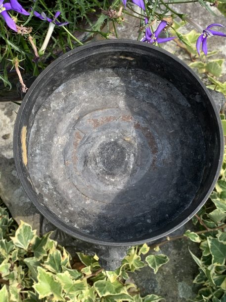 Metal Jardiniere/Candle holder with Lion Mask Detail - Image 4