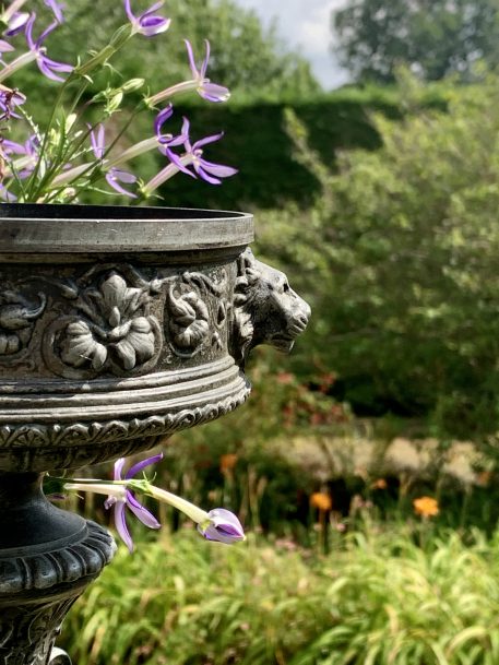 Metal Jardiniere/Candle holder with Lion Mask Detail - Image 2
