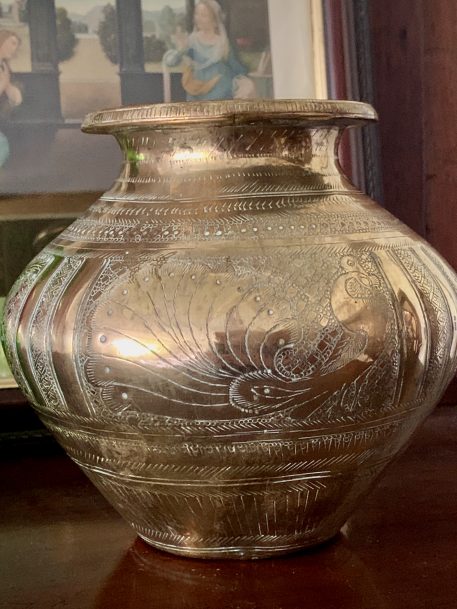 Antique Indian Brass Lota Kalash Engraved Water Pot - SOLD! - Image 9