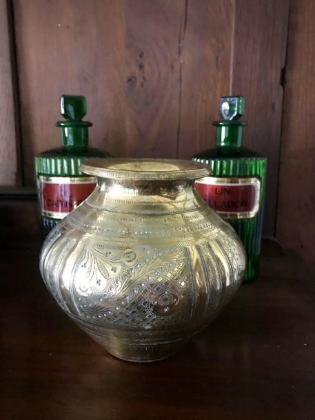 Antique Indian Brass Lota Kalash Engraved Water Pot - SOLD! - Image 5