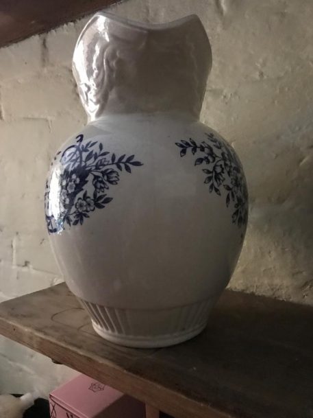 A Vintage Blue & White Porcelain Pitcher with floral decorations - Image 11