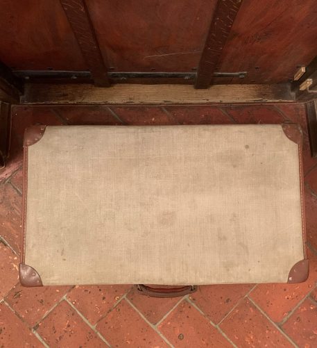 Military Issue Officers Leather trim Canvas Suitcase - Image 4