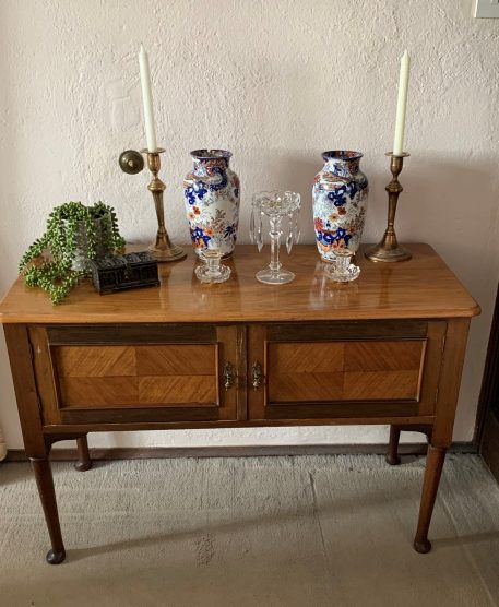 Mahogany Washstand Cabinet with Inlaid Doors - Image 6