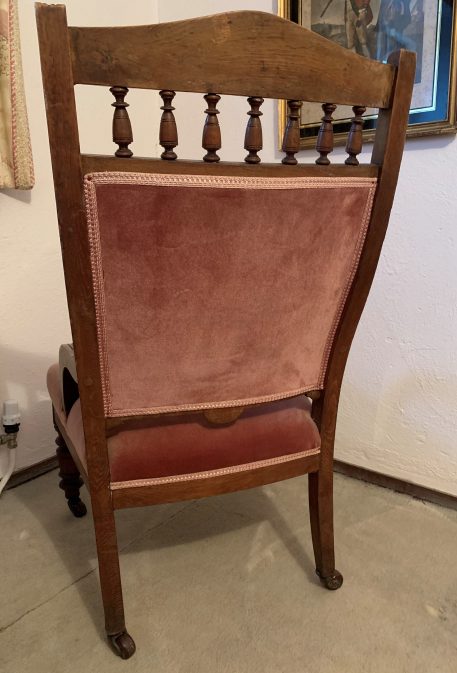 A Charming Victorian Oak Framed and Upholstered Arm Chair - Image 5