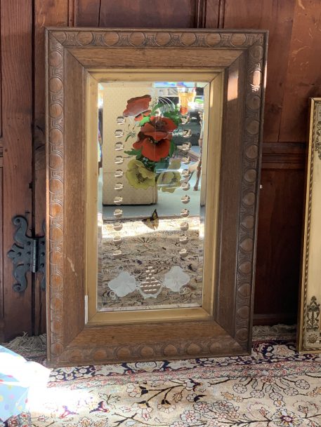 A Lovely Oak Framed Victorian Bevelled Edged "Gypsy" Mirror