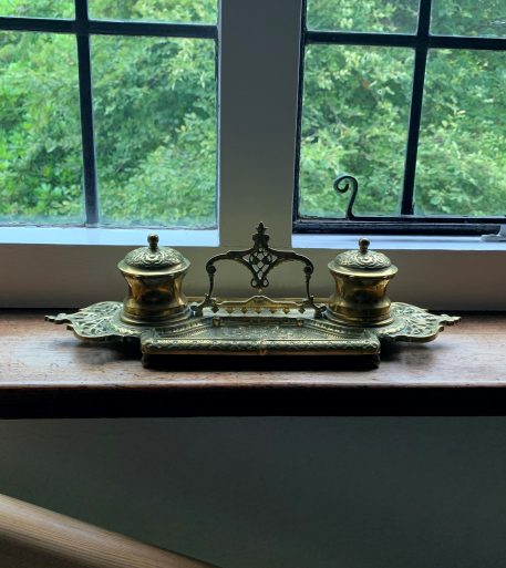 A Brass Inkstand with Double Covered Fixed Ink Wells - Image 13