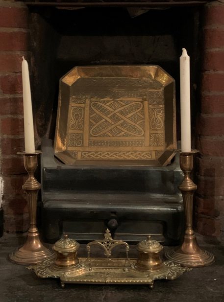 A Brass Inkstand with Double Covered Fixed Ink Wells - Image 11