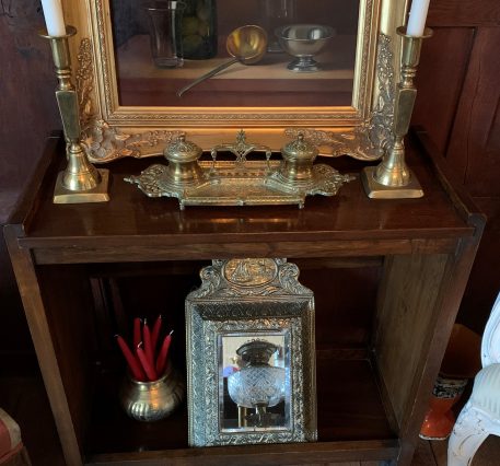 A Brass Inkstand with Double Covered Fixed Ink Wells - Image 2