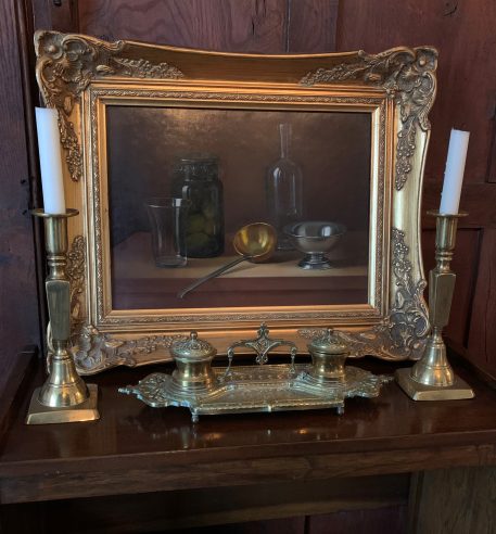 A Brass Inkstand with Double Covered Fixed Ink Wells - Image 10