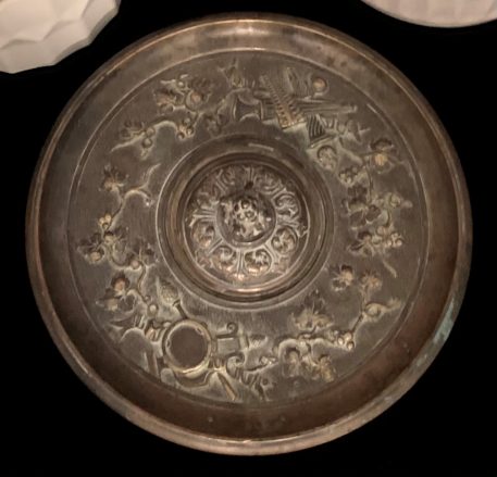 Unusual Embossed Brass Inkwell - Image 3