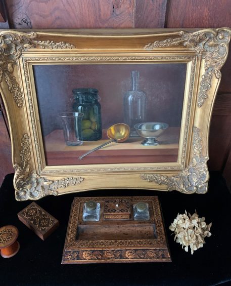 A Tunbridge Ware Marquetry and Parquetry Two Bottle Inkstand in Good Condition - Image 3