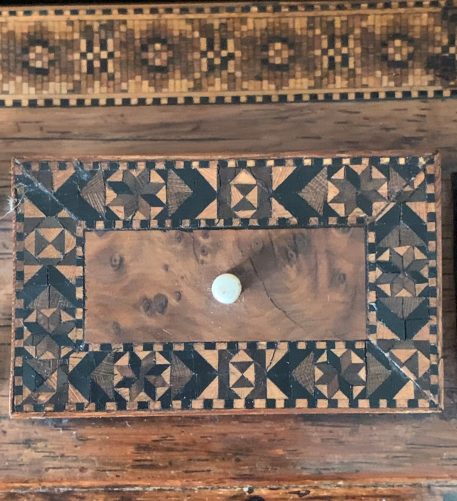 A Tunbridge Ware Marquetry and Parquetry Two Bottle Inkstand in Good Condition - Image 10