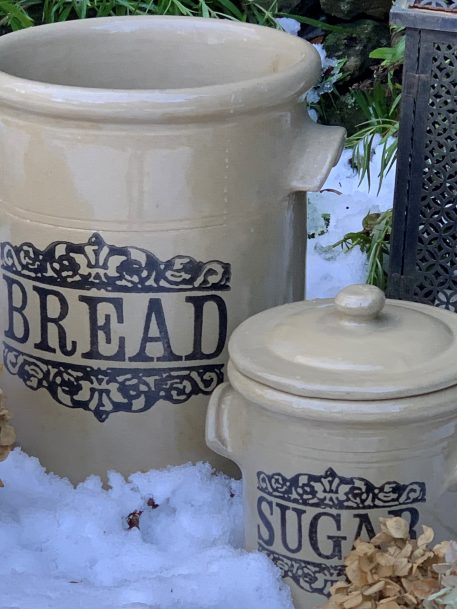 A Large Vintage Farmhouse Stoneware Bread Bin - Image 2