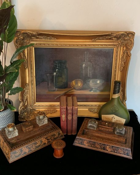 A Tunbridge Ware Marquetry and Parquetry Table Inkstand in Good Condition - Image 5