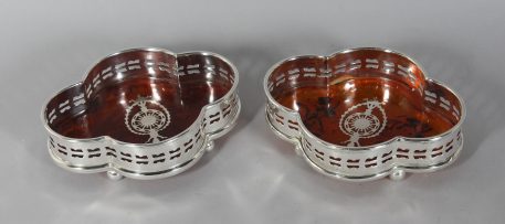 Pair of Wine Bottle Coasters with Faux Tortoiseshell centres - Image 3