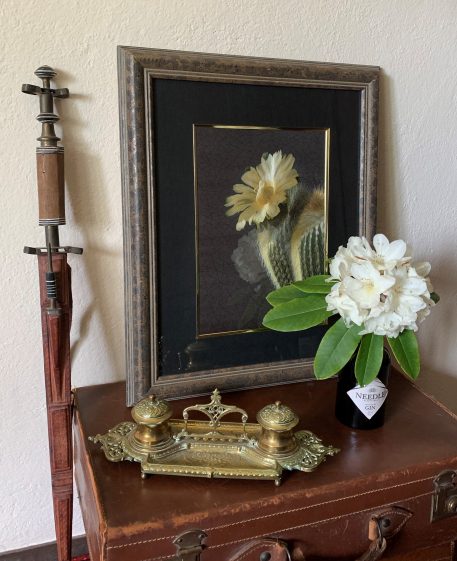 A Handmade Suzhou Embroidery of a Yellow Flowering Cactus - Image 2