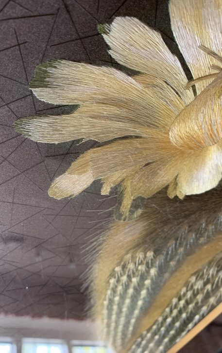 A Handmade Suzhou Embroidery of a Yellow Flowering Cactus - Image 7