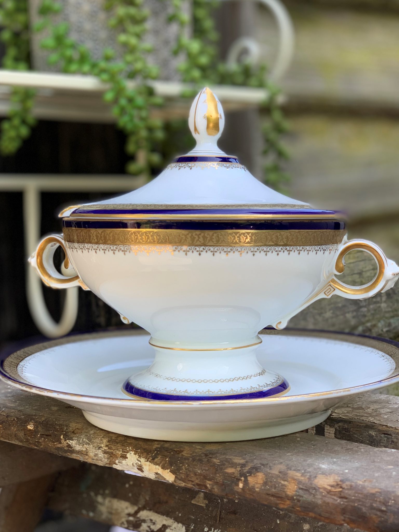 Rosenthal Porcelain Tureen Serving Dishes in Cobalt and Gold SOLD