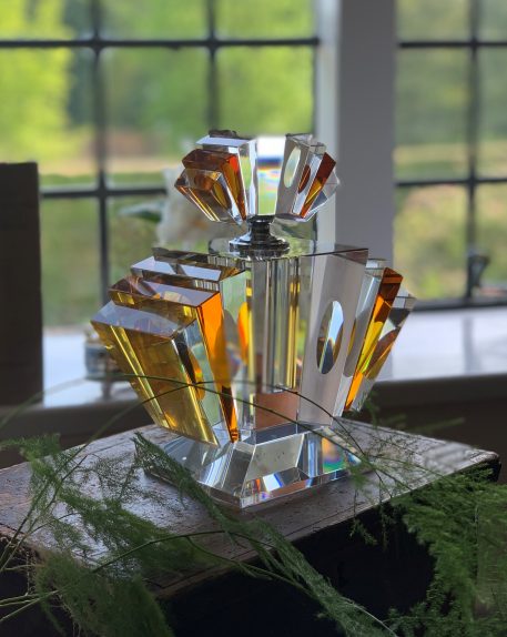 Art Deco Style Clear & Amber Crystal Perfume Bottle - SOLD! - Image 7