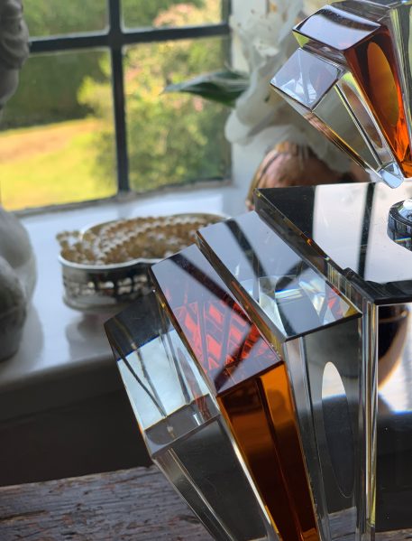 Art Deco Style Clear & Amber Crystal Perfume Bottle - SOLD! - Image 8